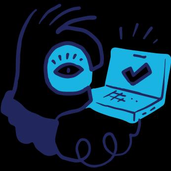 eye looking at a laptop with a checkmark