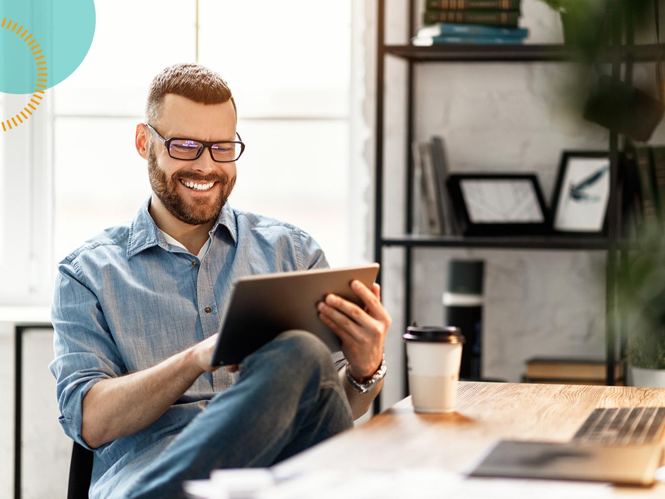 man working on a tablet