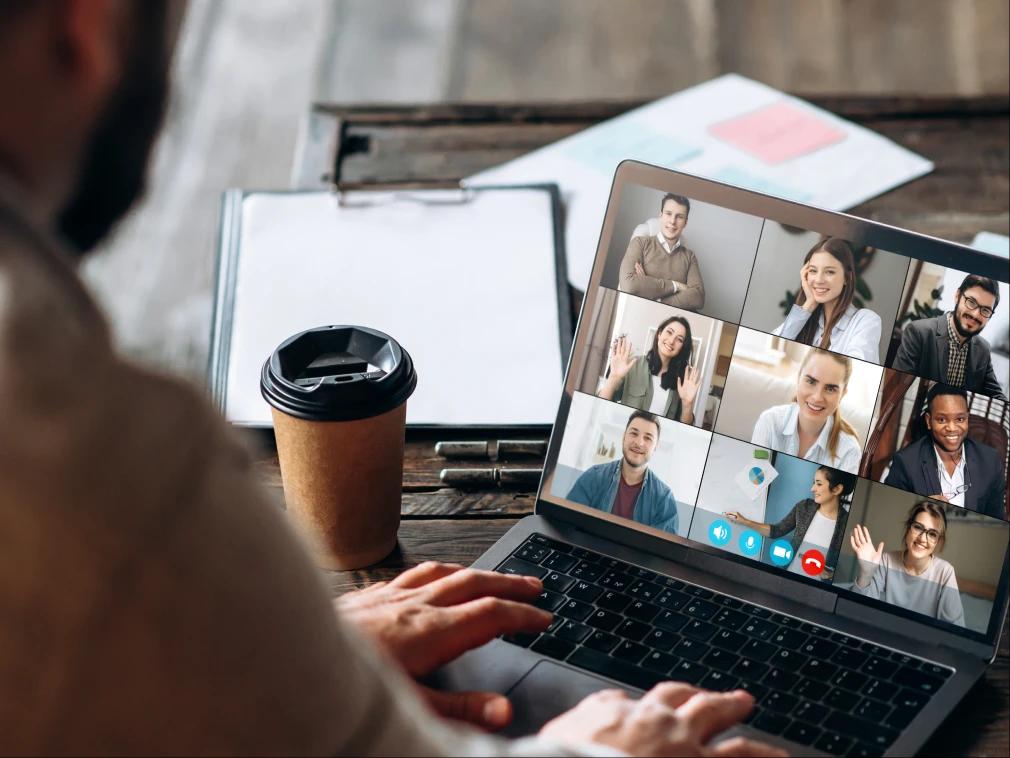 Team on a video conference call