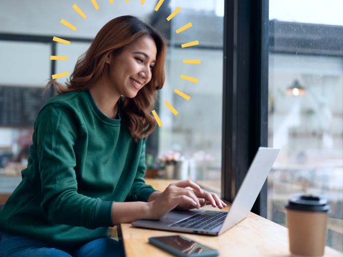 woman working at a laptop